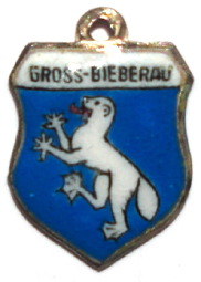 GROSS-BIEBERAU, Germany - Vintage Silver Enamel Travel Shield Charm